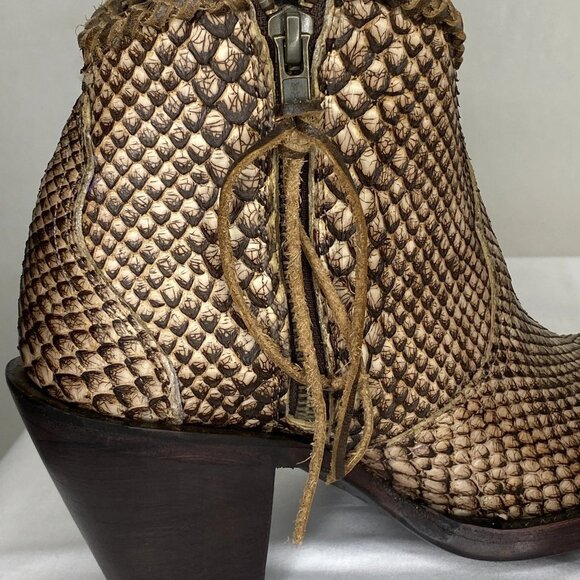 NEW ALLENS Women’s Kyra Brown Exotic High Heel Ankle Boots – Size 6B - Picture 8 of 13